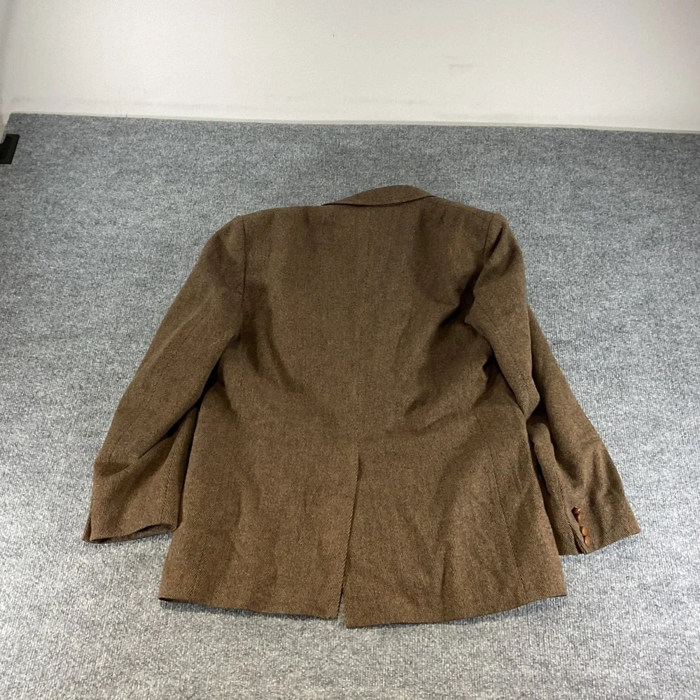 Orvis Mens 42R Brown Herringbone Pure New Wool Sport Coat Blazer Made in England